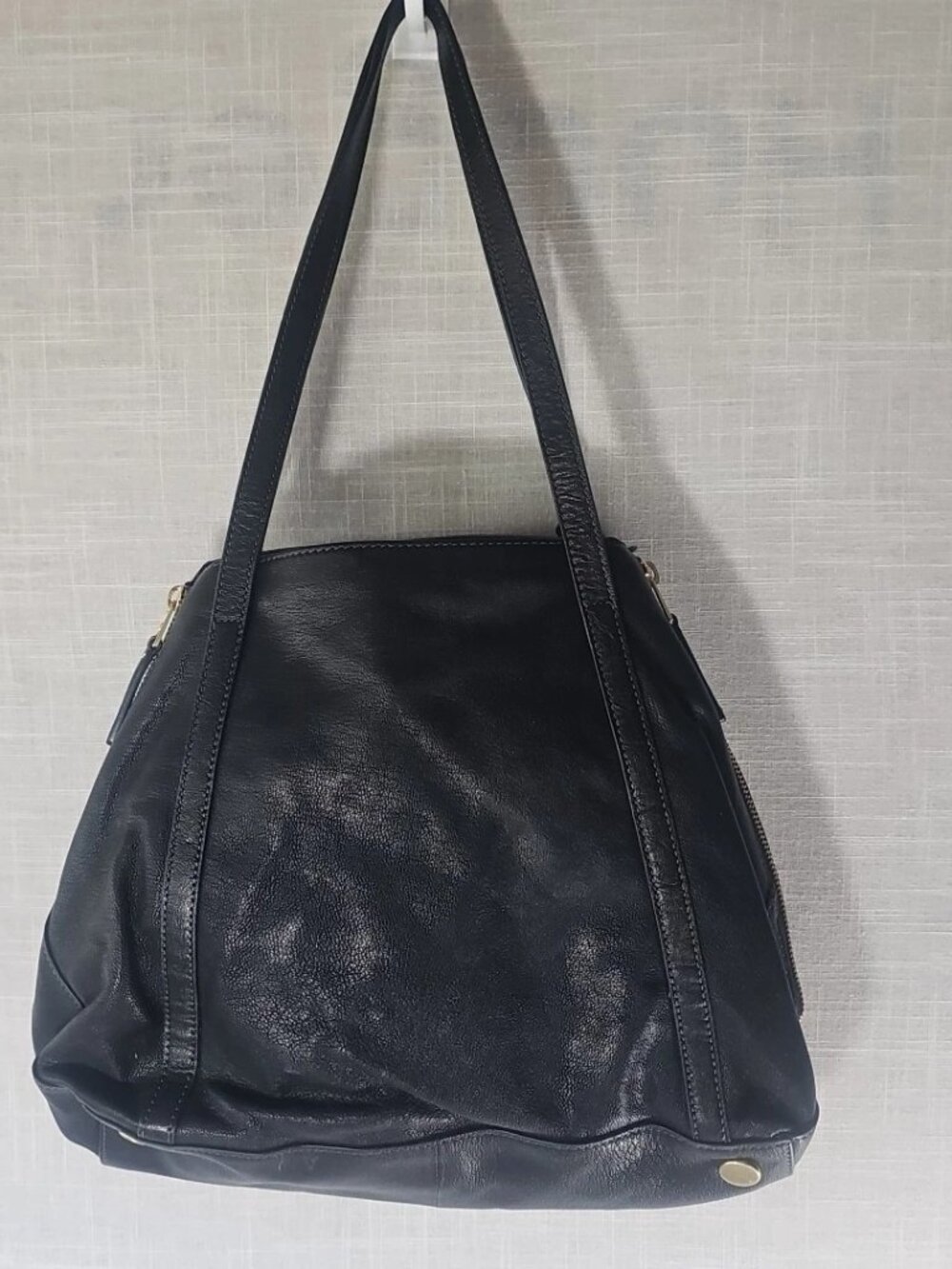 Fossil Black Leather Suede Double Handle Gwen Shopper Tote - Picture 4 of 9